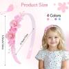 image:imageOAOLEER 4PCS Headband for Girls Flower Headbands Floral Hair Bands Non Slip Hoops Accessories for Girls Toddlers Kids Teens ChildrenButterfly Headbands 1 Count Pack of 4Flower Headbands
