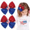 image:imageOAOLEER 2PCS Hair Bows for Girls Blue Sparkly Glitter Toddler Bows with Alligator Clips Girl Hair Accessories for Kids Teen Back to School Blue4th of July