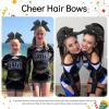 image:imageOAOLEER 16pcs Glitter Cheer Hair Bows for Cheerleader Sparkly Rhinestone Cheer Bows with Ponytail Tie Holder for Teen Girls Softball Girls GreenBlack