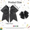 image:imageOAOLEER 16pcs Glitter Cheer Hair Bows for Cheerleader Sparkly Rhinestone Cheer Bows with Ponytail Tie Holder for Teen Girls Softball Girls GreenBlack