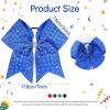 image:imageOAOLEER 16pcs Glitter Cheer Hair Bows for Cheerleader Sparkly Rhinestone Cheer Bows with Ponytail Tie Holder for Teen Girls Softball Girls GreenBlue