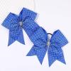 image:imageOAOLEER 16pcs Glitter Cheer Hair Bows for Cheerleader Sparkly Rhinestone Cheer Bows with Ponytail Tie Holder for Teen Girls Softball Girls GreenBlue