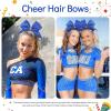 image:imageOAOLEER 16pcs Glitter Cheer Hair Bows for Cheerleader Sparkly Rhinestone Cheer Bows with Ponytail Tie Holder for Teen Girls Softball Girls GreenBlue