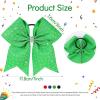 image:imageOAOLEER 16pcs Glitter Cheer Hair Bows for Cheerleader Sparkly Rhinestone Cheer Bows with Ponytail Tie Holder for Teen Girls Softball Girls GreenGreen