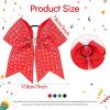 image:imageOAOLEER 16pcs Glitter Cheer Hair Bows for Cheerleader Sparkly Rhinestone Cheer Bows with Ponytail Tie Holder for Teen Girls Softball Girls GreenRed