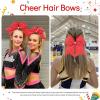 image:imageOAOLEER 16pcs Glitter Cheer Hair Bows for Cheerleader Sparkly Rhinestone Cheer Bows with Ponytail Tie Holder for Teen Girls Softball Girls GreenRed