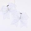 image:imageOAOLEER 16pcs Glitter Cheer Hair Bows for Cheerleader Sparkly Rhinestone Cheer Bows with Ponytail Tie Holder for Teen Girls Softball Girls GreenWhite