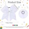 image:imageOAOLEER 16pcs Glitter Cheer Hair Bows for Cheerleader Sparkly Rhinestone Cheer Bows with Ponytail Tie Holder for Teen Girls Softball Girls GreenWhite