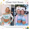 image:imageOAOLEER 16pcs Glitter Cheer Hair Bows for Cheerleader Sparkly Rhinestone Cheer Bows with Ponytail Tie Holder for Teen Girls Softball Girls GreenWhite