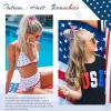 image:image4 PCS Patriotic Haitr Scrunchies Oaoleer 4th of July Hair Ties Elastics Scrunchy Bobbles Soft Hair Bands Ponytail Holder American USA Hair Accessories for Women Girls American  Polyester BAmerican  Polyester B
