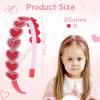 image:imageOAOLEER 3 PCS Heart Headbands for GirlsFlower HeadbandRed Pink White Rhinestone Headband Glitter Love Hairbands Party Wedding Valentines Non Slip Hair Accessories for Girls