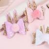 image:imageOAOLEER 6Pcs Easter Bunny Hair Bow Clips Rabbit Hair Bow Accessories for Easter Party Birthday Supplies Pink Easter BowGlitter Easter Bows