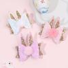image:imageOAOLEER 6Pcs Easter Bunny Hair Bow Clips Rabbit Hair Bow Accessories for Easter Party Birthday Supplies Pink Easter BowGlitter Easter Bows