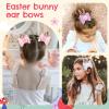 image:imageOAOLEER 6Pcs Easter Bunny Hair Bow Clips Rabbit Hair Bow Accessories for Easter Party Birthday Supplies Pink Easter BowGlitter Easter Bows