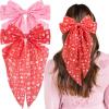 image:image2Pcs Big Glitter Layered Hair Bows for Women Girls 8 Inch Barrette Hair Clip Black Red Sparkly Large Long Bows Style Hair Accessories BlackRedValentine day