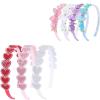 image:imageOAOLEER 3 PCS Heart Headbands for GirlsFlower HeadbandRed Pink White Rhinestone Headband Glitter Love Hairbands Party Wedding Valentines Non Slip Hair Accessories for Girls