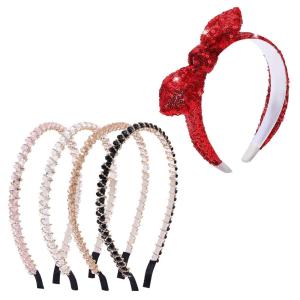 image:imageOAOLEER 4 PCS Rhinestone Headbands for GirlsGlitter Crystal Headbands Thin Sparkly Hairbands Fashion Beaded Hair Hoops for Girls Hair Accessories Birthday Wedding