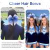 image:imageOAOLEER 6pcs 7 Large Glitter Cheer Hair Bows for Cheerleader Black Gradient Rhinestone Shiny Cheer Bow with Ponytail Tie Holder for Girls Softball Cheerleader BlackBlue