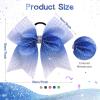image:imageOAOLEER 6pcs 7 Large Glitter Cheer Hair Bows for Cheerleader Black Gradient Rhinestone Shiny Cheer Bow with Ponytail Tie Holder for Girls Softball Cheerleader BlackBlue
