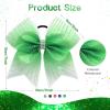 image:imageOAOLEER 6pcs 7 Large Glitter Cheer Hair Bows for Cheerleader Black Gradient Rhinestone Shiny Cheer Bow with Ponytail Tie Holder for Girls Softball Cheerleader BlackGreen