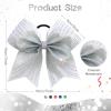 image:imageOAOLEER 6pcs 7 Large Glitter Cheer Hair Bows for Cheerleader Black Gradient Rhinestone Shiny Cheer Bow with Ponytail Tie Holder for Girls Softball Cheerleader BlackSilver