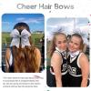 image:imageOAOLEER 6pcs 7 Large Glitter Cheer Hair Bows for Cheerleader Black Gradient Rhinestone Shiny Cheer Bow with Ponytail Tie Holder for Girls Softball Cheerleader BlackSilver