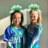 image:imageOAOLEER 6pcs 7 Large Glitter Cheer Hair Bows for Cheerleader Black Gradient Rhinestone Shiny Cheer Bow with Ponytail Tie Holder for Girls Softball Cheerleader BlackGreen
