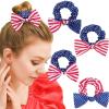 image:image4 PCS Patriotic Haitr Scrunchies Oaoleer 4th of July Hair Ties Elastics Scrunchy Bobbles Soft Hair Bands Ponytail Holder American USA Hair Accessories for Women Girls American  PolyesterAmerican  Polyester B