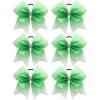 image:imageOAOLEER 6pcs 7 Large Glitter Cheer Hair Bows for Cheerleader Black Gradient Rhinestone Shiny Cheer Bow with Ponytail Tie Holder for Girls Softball Cheerleader BlackGreen