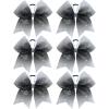 image:imageOAOLEER 6pcs 7 Large Glitter Cheer Hair Bows for Cheerleader Black Gradient Rhinestone Shiny Cheer Bow with Ponytail Tie Holder for Girls Softball Cheerleader BlackBlack