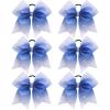image:imageOAOLEER 6pcs 7 Large Glitter Cheer Hair Bows for Cheerleader Black Gradient Rhinestone Shiny Cheer Bow with Ponytail Tie Holder for Girls Softball Cheerleader BlackBlue