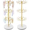 image:imageOAOLEER Bracelet Holder Display3Tier Rotating Bracelet Organizer Travel Jewelry Stand Gold Metal Jewelry Display for Vendor With 36 Hooks