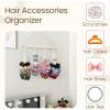 image:imageOaoleer Scrunchies Holder Hanger Hair Tie Organizer Hair Accessories Hair Bow Clips Organizer for Girls Women PinkWhite