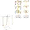 image:imageOAOLEER Bracelet Holder DisplayAcrylic Necklace Organizer 3Tier Rotating Bracelet Stand Gold Metal Jewelry Display for Vendor With 36 Hooks
