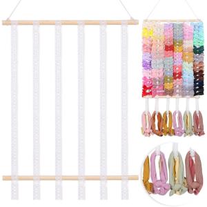 image:imageOAOLEER Hair Bow Holder Organizer for Girls Hair BowsHair Accessories Headband Organizer Bow Storage Hanger for Baby Girls Wall Hanging Decor for Toddler Girls White BWhite B