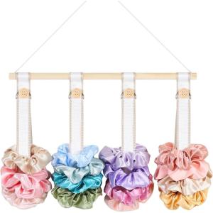 image:imageOaoleer Scrunchies Holder Hanger Hair Tie Organizer Hair Accessories Hair Bow Clips Organizer for Girls Women PinkBeige