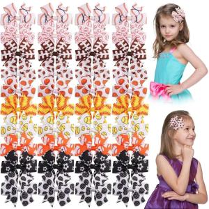 image:imageOAOLEER Hair Bows 80Pcs 3 Inch Grosgrain Ribbon Pinwheel Hair Clips for Girls Kids DIY Letter Printed Accessories40PCS Ball Hair Bows