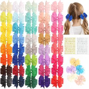 image:imageOAOLEER Hair Bows 80Pcs 3 Inch Grosgrain Ribbon Pinwheel Hair Clips for Girls Kids DIY Letter Printed Accessories80PCS Pinwheel Hair Bows