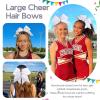 image:imageOAOLEER 32PCS 8 Large Cheer Hair Bows for Cheerleader Big Jumbo Black Cheering Hair Bows Ponytail Holder Elastic Band Handmade for Cheerleading College Sports BlackWhite