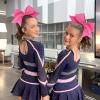 image:imageOAOLEER 32PCS 8 Large Cheer Hair Bows for Cheerleader Big Jumbo Black Cheering Hair Bows Ponytail Holder Elastic Band Handmade for Cheerleading College Sports BlackPink