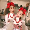 image:imageOAOLEER 32PCS 8 Large Cheer Hair Bows for Cheerleader Big Jumbo Black Cheering Hair Bows Ponytail Holder Elastic Band Handmade for Cheerleading College Sports BlackRed