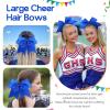 image:imageOAOLEER 32PCS 8 Large Cheer Hair Bows for Cheerleader Big Jumbo Black Cheering Hair Bows Ponytail Holder Elastic Band Handmade for Cheerleading College Sports BlackBlue