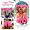 image:imageOAOLEER 32PCS 8 Large Cheer Hair Bows for Cheerleader Big Jumbo Black Cheering Hair Bows Ponytail Holder Elastic Band Handmade for Cheerleading College Sports BlackPink