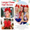 image:imageOAOLEER 32PCS 8 Large Cheer Hair Bows for Cheerleader Big Jumbo Black Cheering Hair Bows Ponytail Holder Elastic Band Handmade for Cheerleading College Sports BlackRed