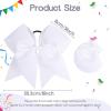 image:imageOAOLEER 32PCS 8 Large Cheer Hair Bows for Cheerleader Big Jumbo Black Cheering Hair Bows Ponytail Holder Elastic Band Handmade for Cheerleading College Sports BlackWhite