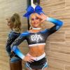 image:imageOAOLEER 32PCS 8 Large Cheer Hair Bows for Cheerleader Big Jumbo Black Cheering Hair Bows Ponytail Holder Elastic Band Handmade for Cheerleading College Sports BlackBlue