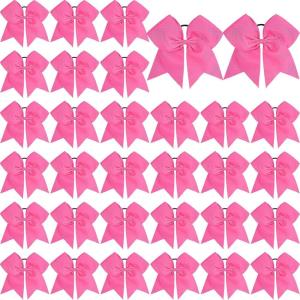 image:imageOAOLEER 32PCS 8 Large Cheer Hair Bows for Cheerleader Big Jumbo Black Cheering Hair Bows Ponytail Holder Elastic Band Handmade for Cheerleading College Sports BlackPink