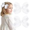 image:image2PCS Oaoleer Layered Grosgrain Ribbon Alligator Hair Clips 45inch Barrettes for Girls Infants Toddlers Kids and Teens WhiteWhite