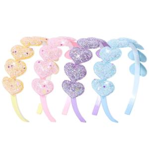 image:imageOAOLEER 4 PCS Heart Headbands for GirlsGlitter Girls Hairbands Sparkly Hair Accessories for Birthday Party PromsHeart