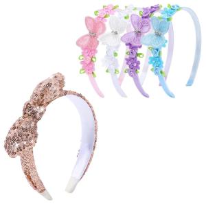 image:imageOAOLEER Headband for Girls Glitter HeadbandFlower Headbands Floral Hair Bands Hoops Accessories for Girls Toddlers Kids Teens